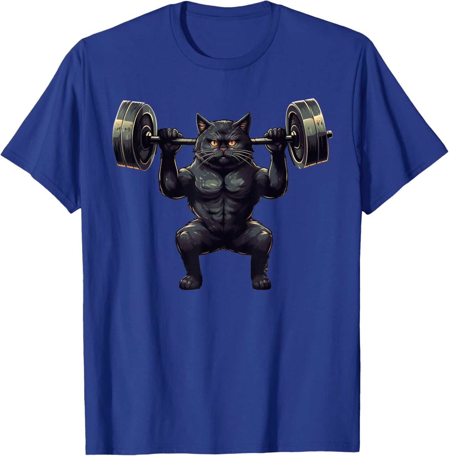 Black Cat Powerlifting Weightlifting Gym Workout Men Women Kids T-Shirt - T-Shirt | Royal