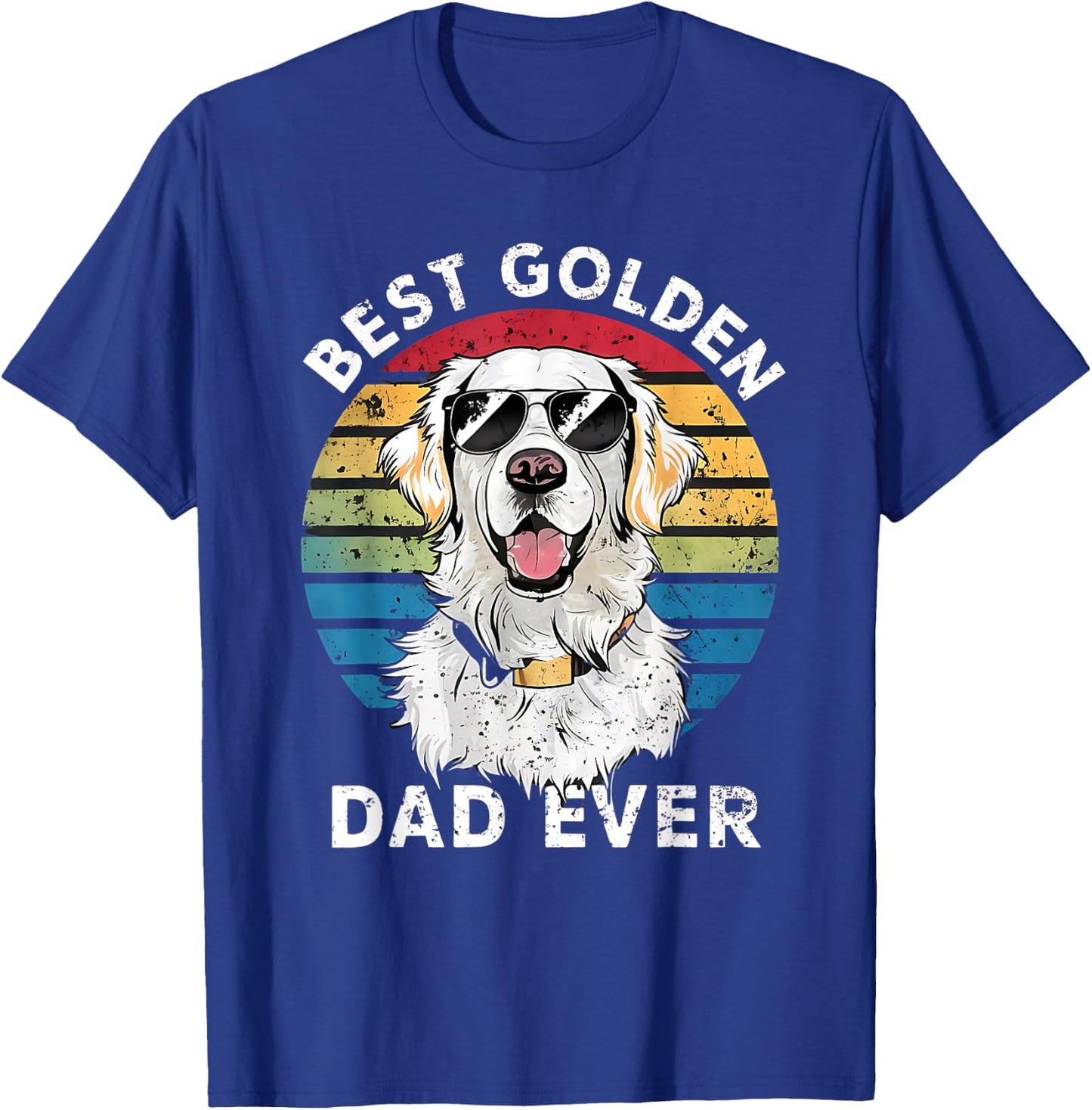 Best Golden Dad Ever White English Cream Golden Retriever T-Shirt - T-Shirt | Royal