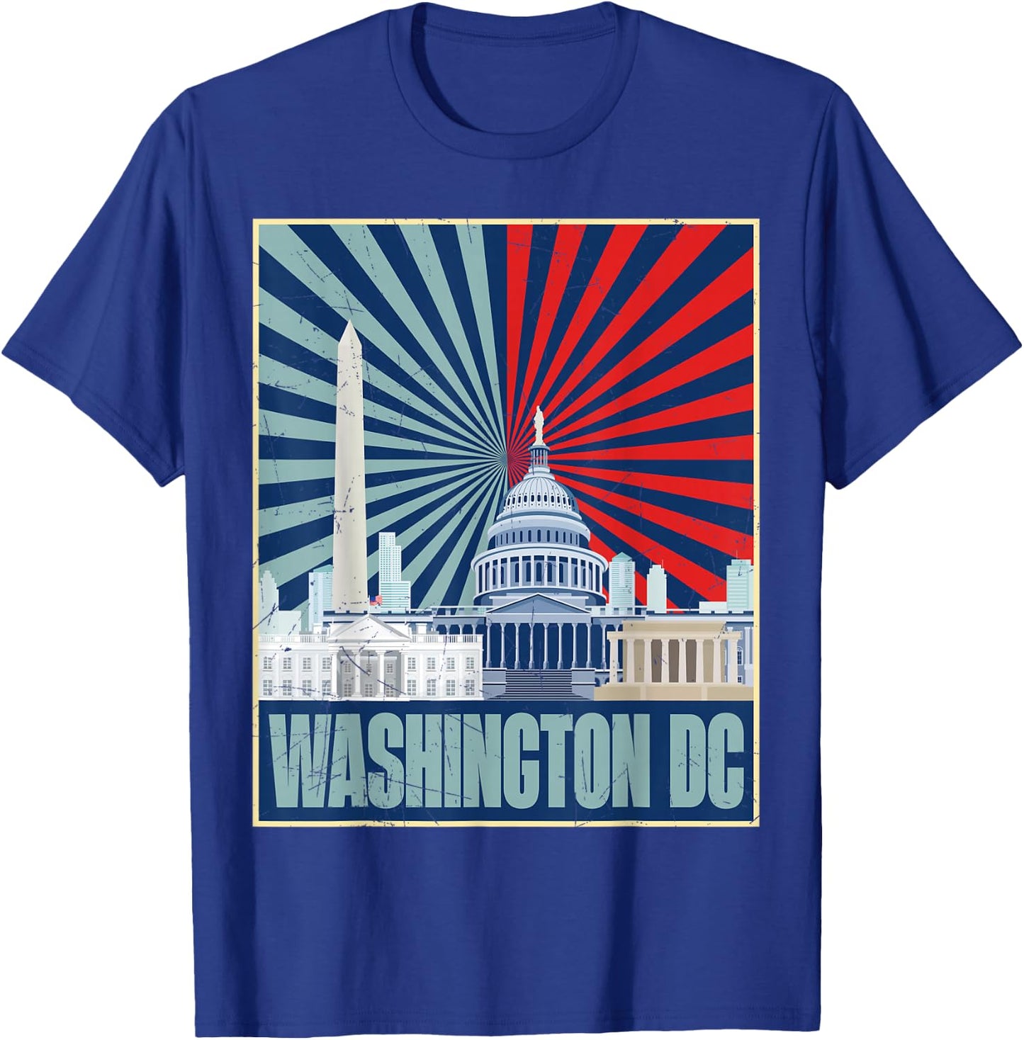 Retro Capitol Hill Washington DC American Flag 4th Of July T-Shirt - T-Shirt | Royal