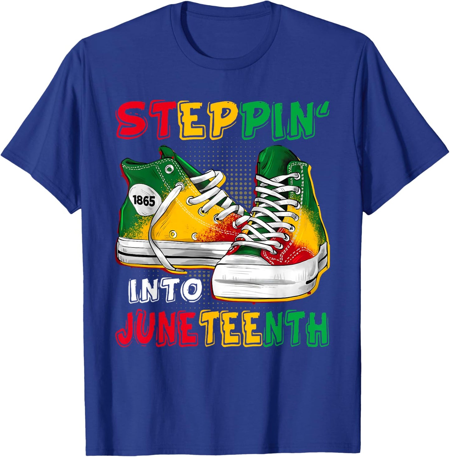 Stepping Into Juneteenth Afro Woman Black Girls Sneakers Men T-Shirt - T-Shirt | Royal