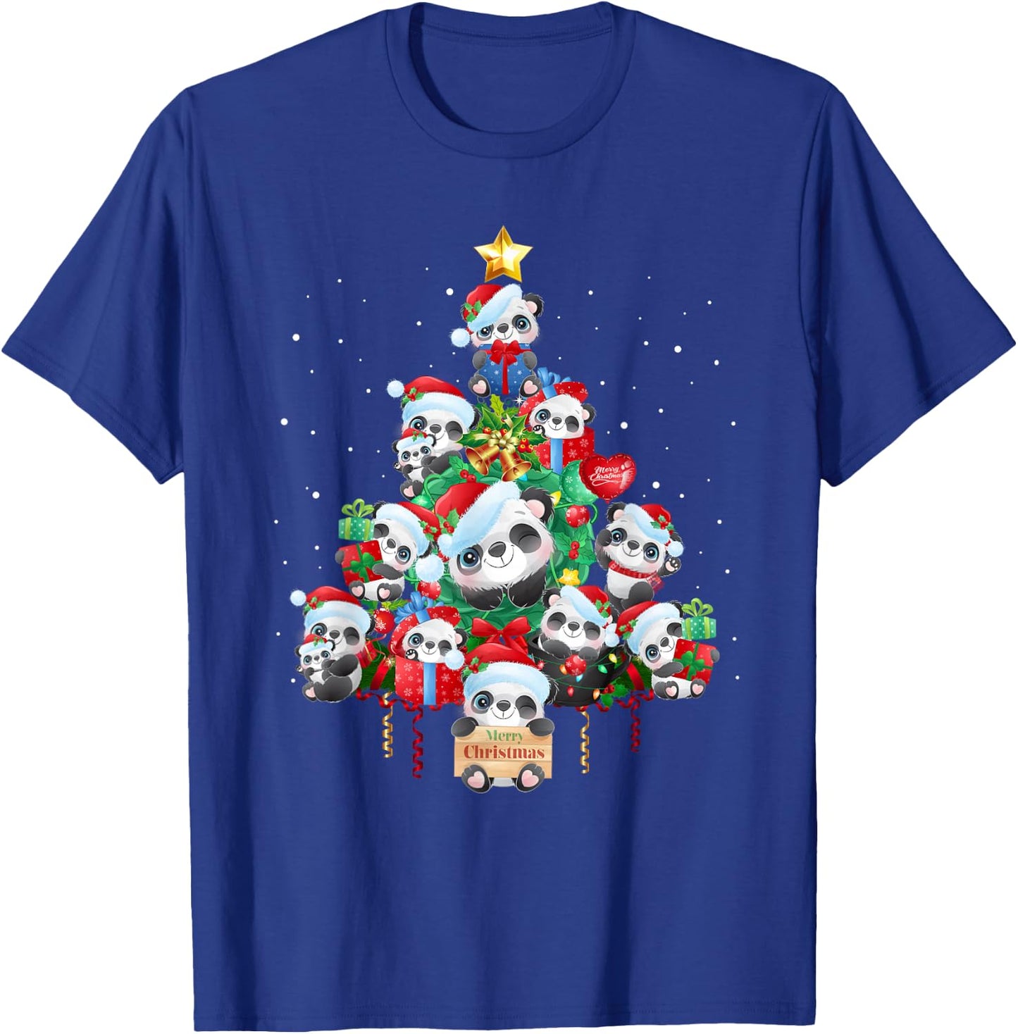Kids Cute Panda Christmas Tree Pet Panda Lover Christmas T-Shirt - T-Shirt | Royal