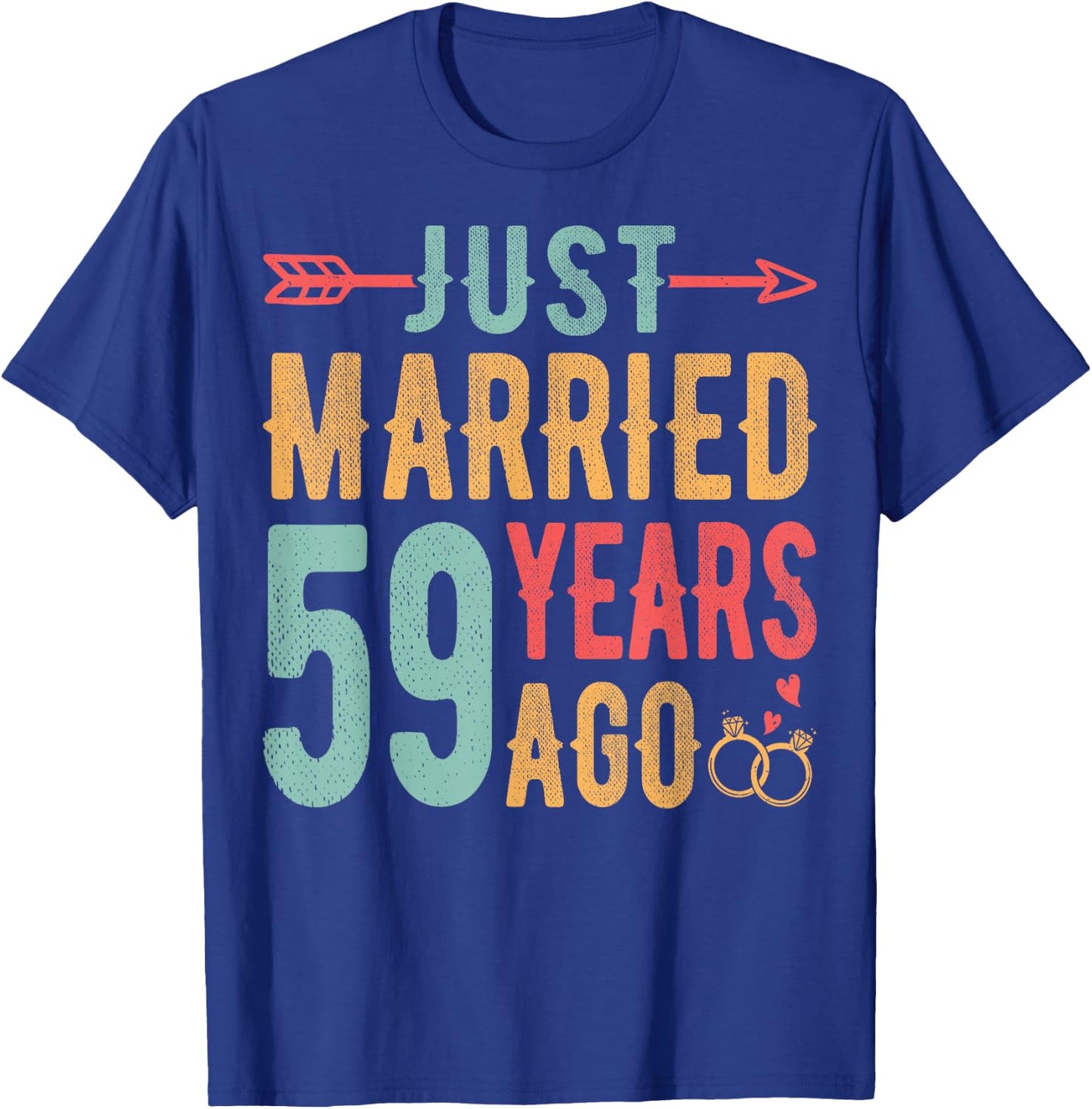 Just Married 59 Years Ago - 59th Wedding Anniversary Couple T-Shirt - T-Shirt | Royal