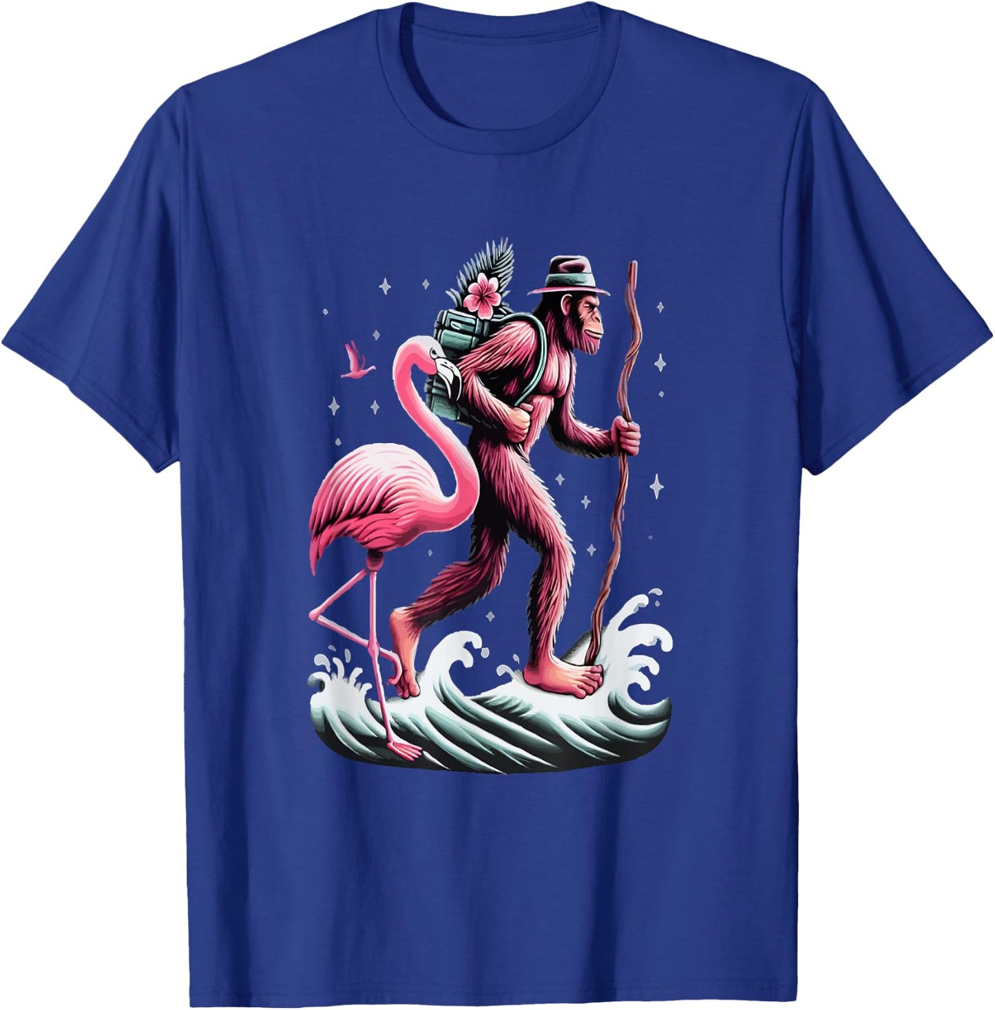 Flamingo Bigfoot Back To School T-Shirt - T-Shirt | Royal