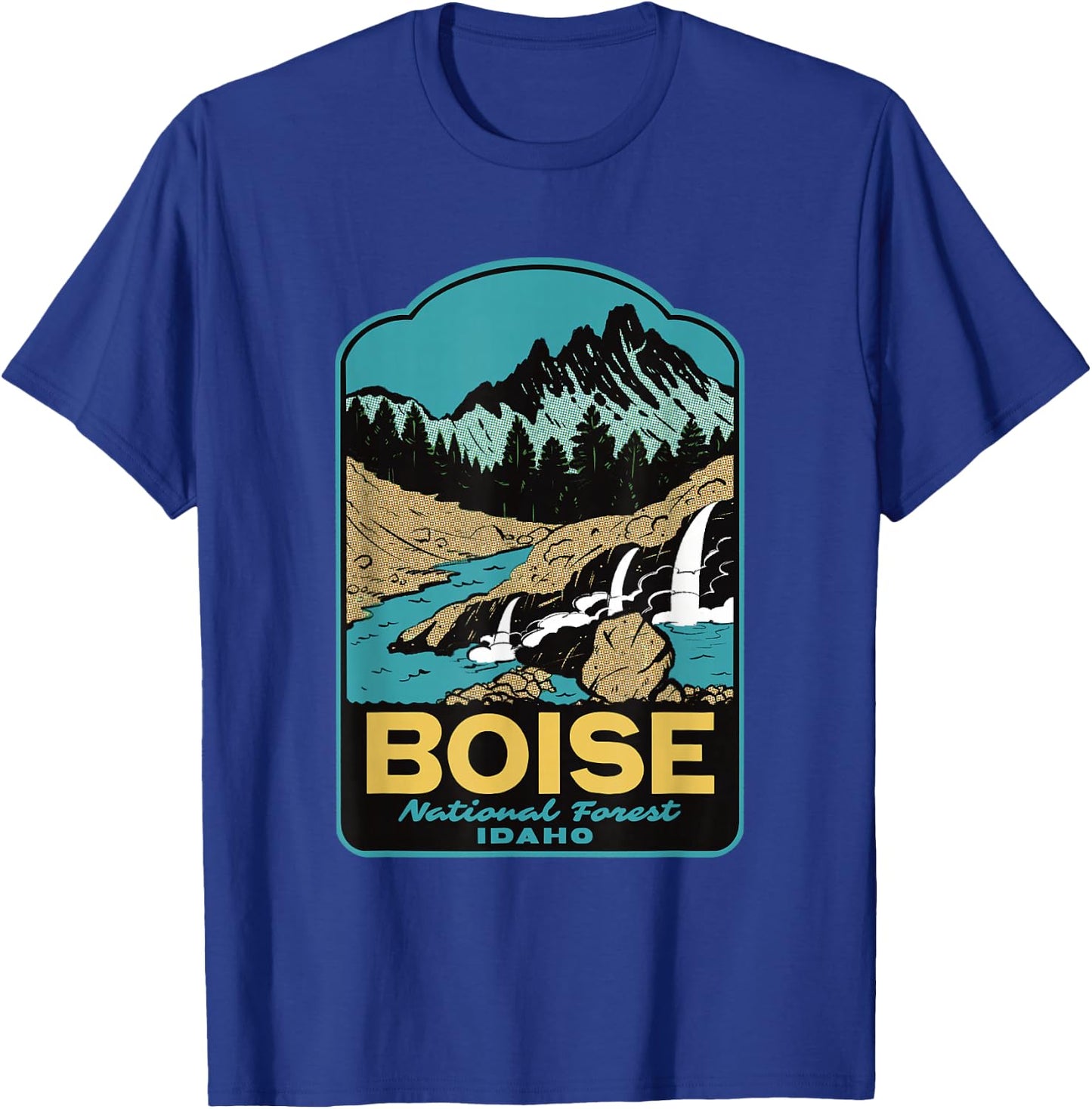 Boise National Forest Idaho Retro T-Shirt - T-Shirt | Royal