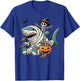 Skeleton Riding Shark Funny Halloween Pumpkin Boys Kids T-Shirt - T-Shirt | Royal