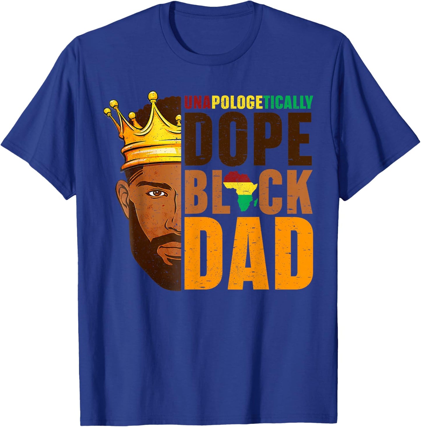 Dope Black Dad Afro American African Fathers Day Juneteenth T-Shirt - T-Shirt | Royal