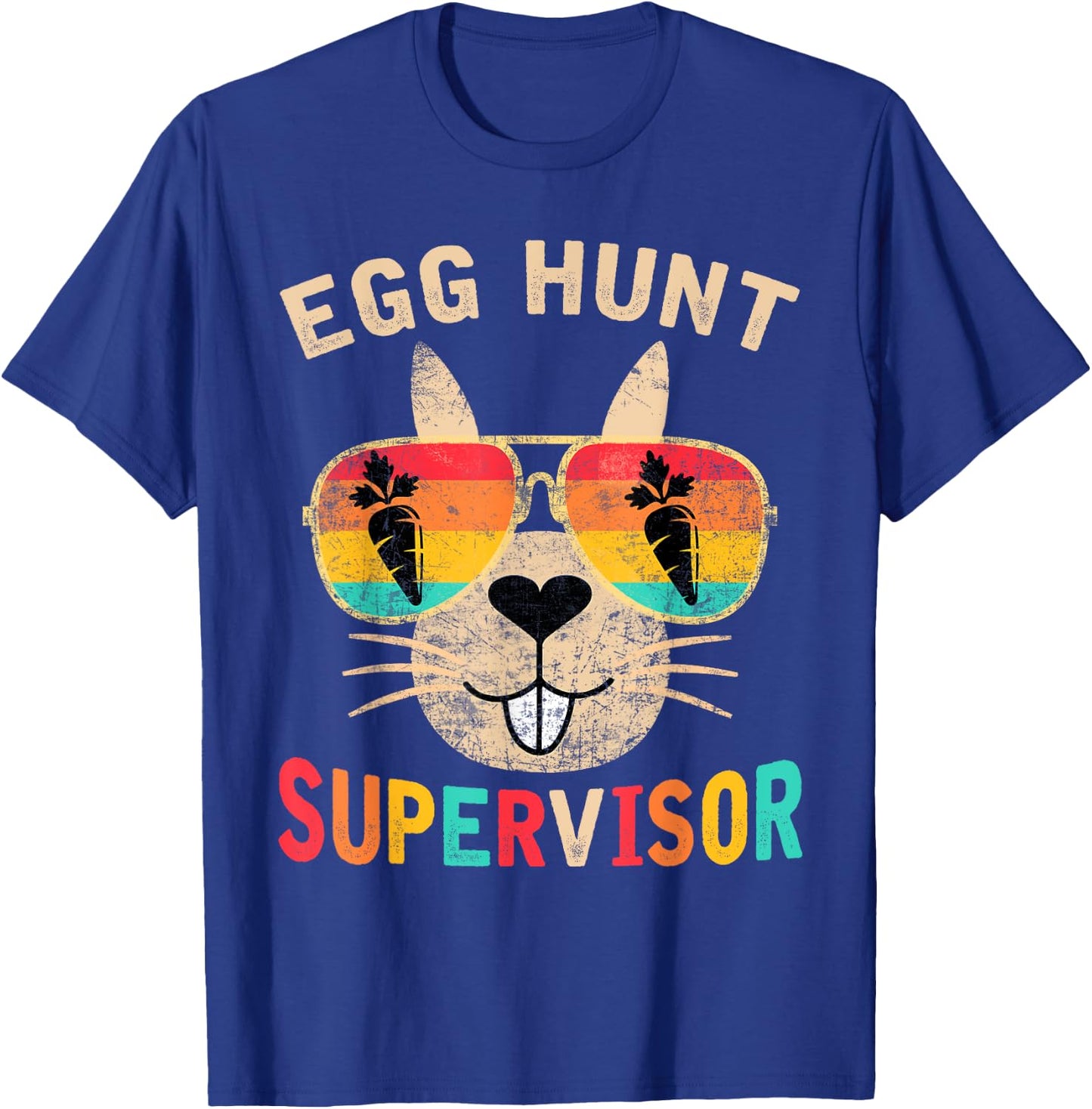 Egg Hunt Supervisor Retro Egg Hunting Party Mom Dad Easter T-Shirt - T-Shirt | Royal