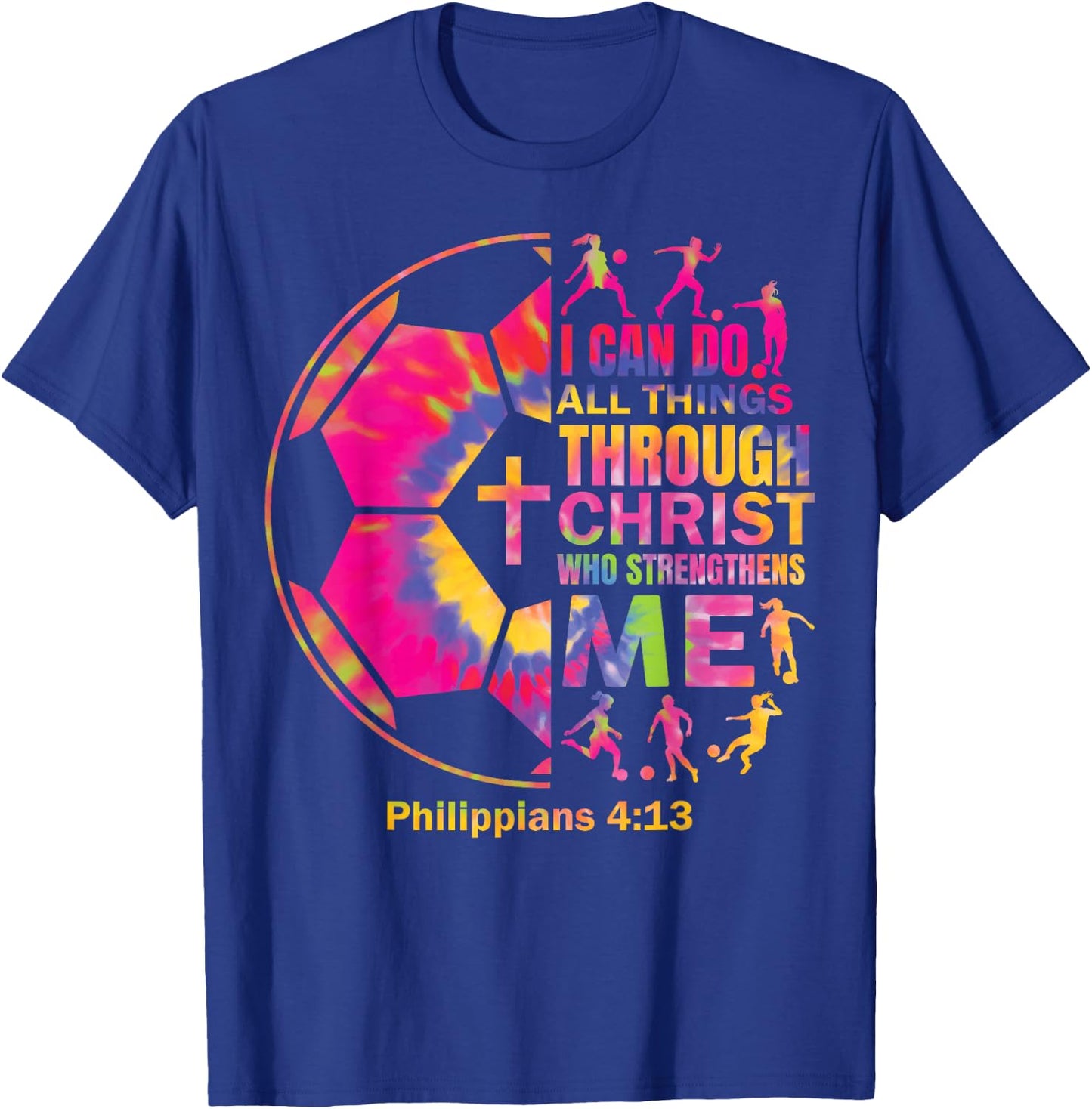 Christian Soccer t Shirt Girls Teen Kids Christ Religious T-Shirt - T-Shirt | Royal