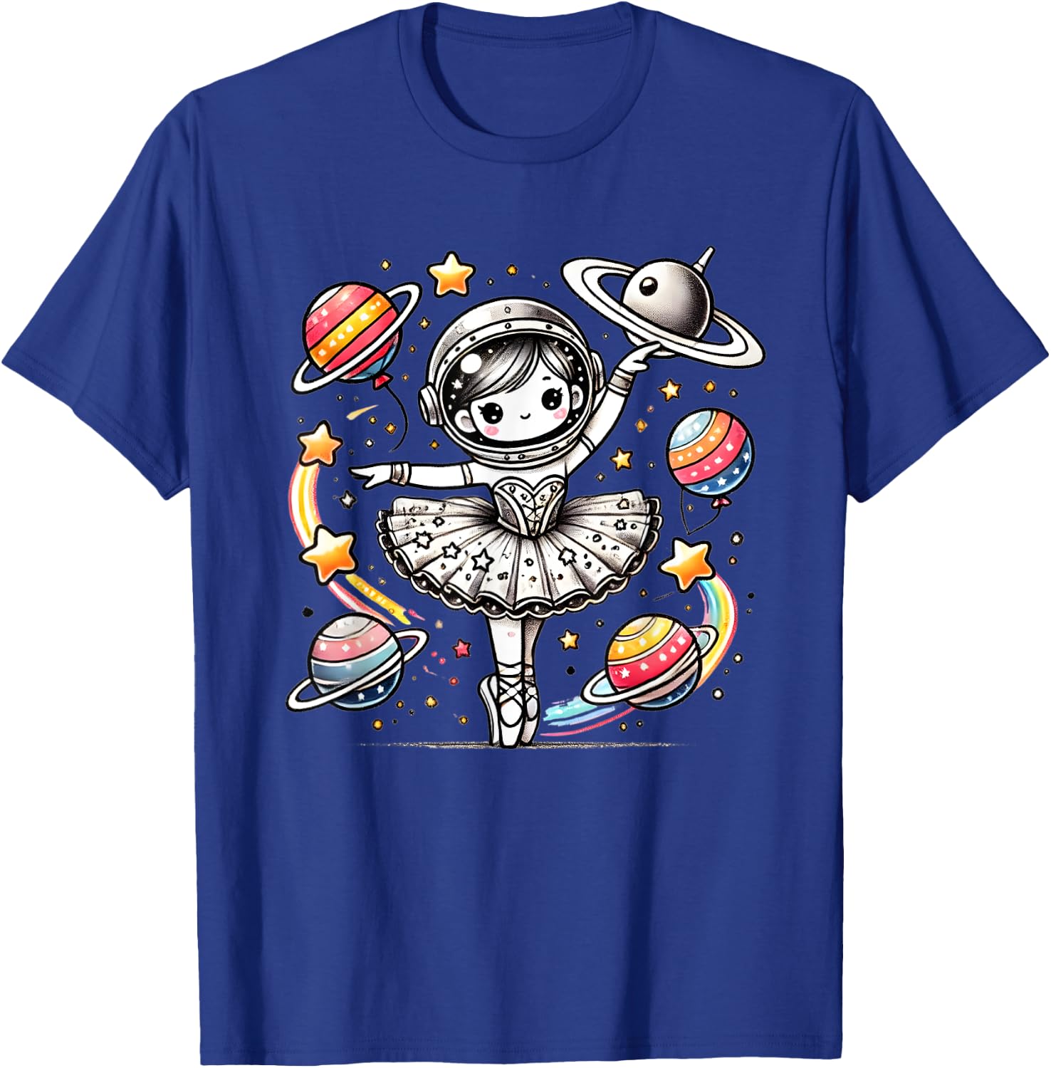 Ballerina Girl Space Astronaut T-Shirt - T-Shirt | Royal