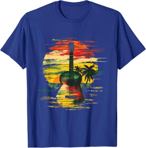 Reggae Music Guitar Rastafarian Roots Rasta Jamaican T-Shirt - T-Shirt | Royal