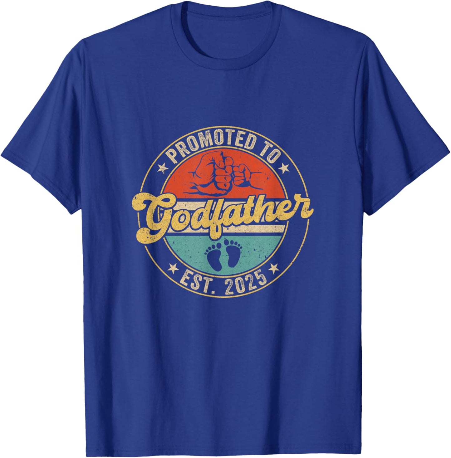 Promoted To Godfather 2025 Pregnancy New First Uncle Retro T-Shirt - T-Shirt | Royal