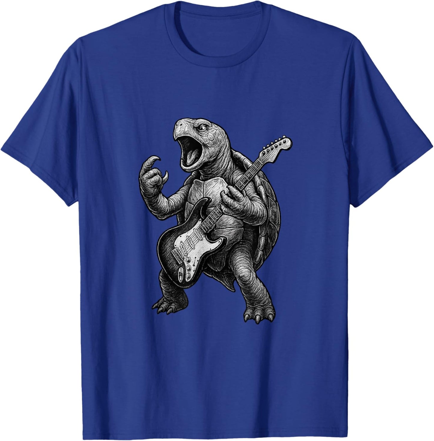 Turtle Playing Electric Guitar Rock Music Lover T-Shirt - T-Shirt | Royal