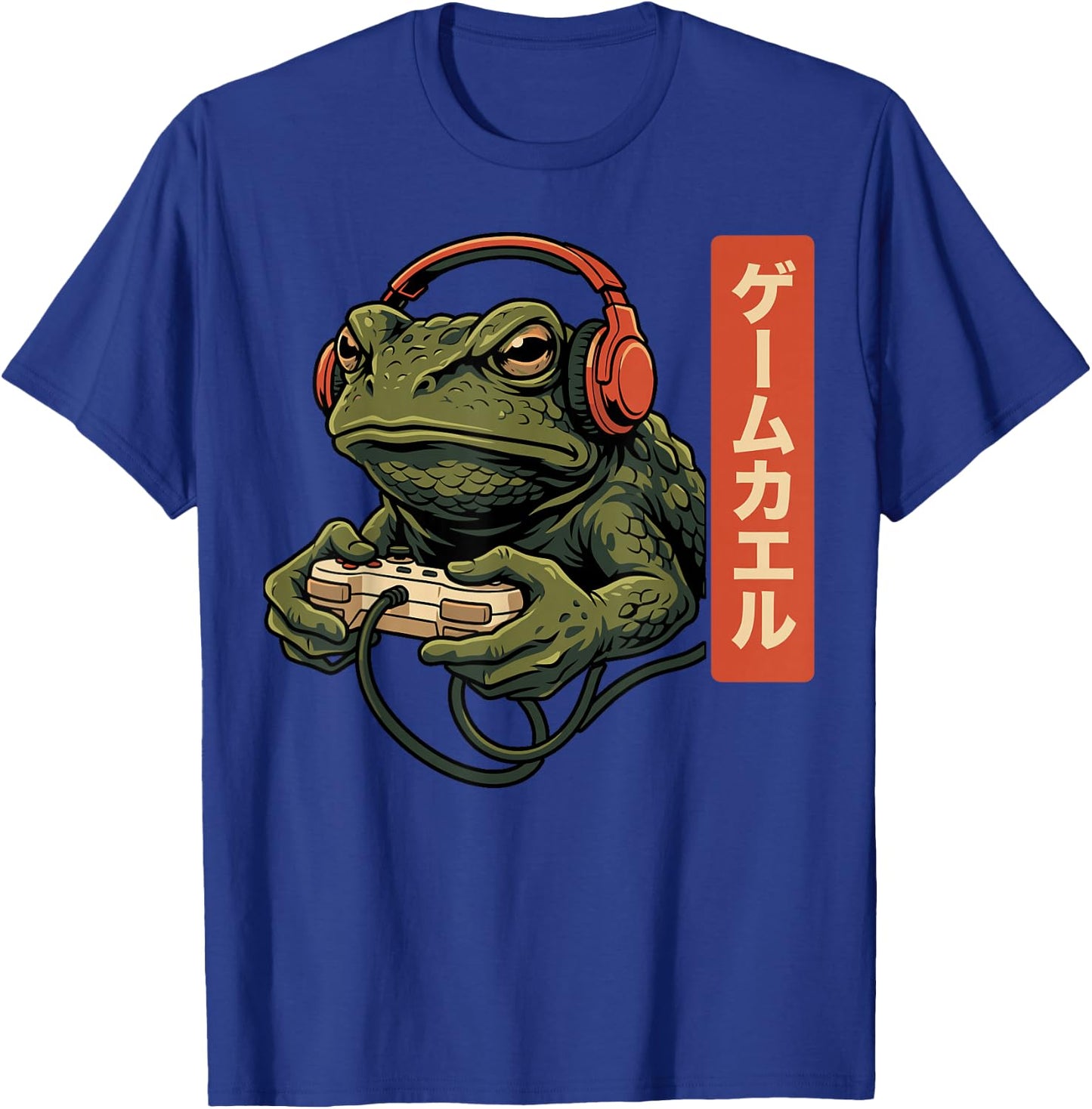 Japanese Gamer Frog Retro Controller Video Game Player T-Shirt - T-Shirt | Royal