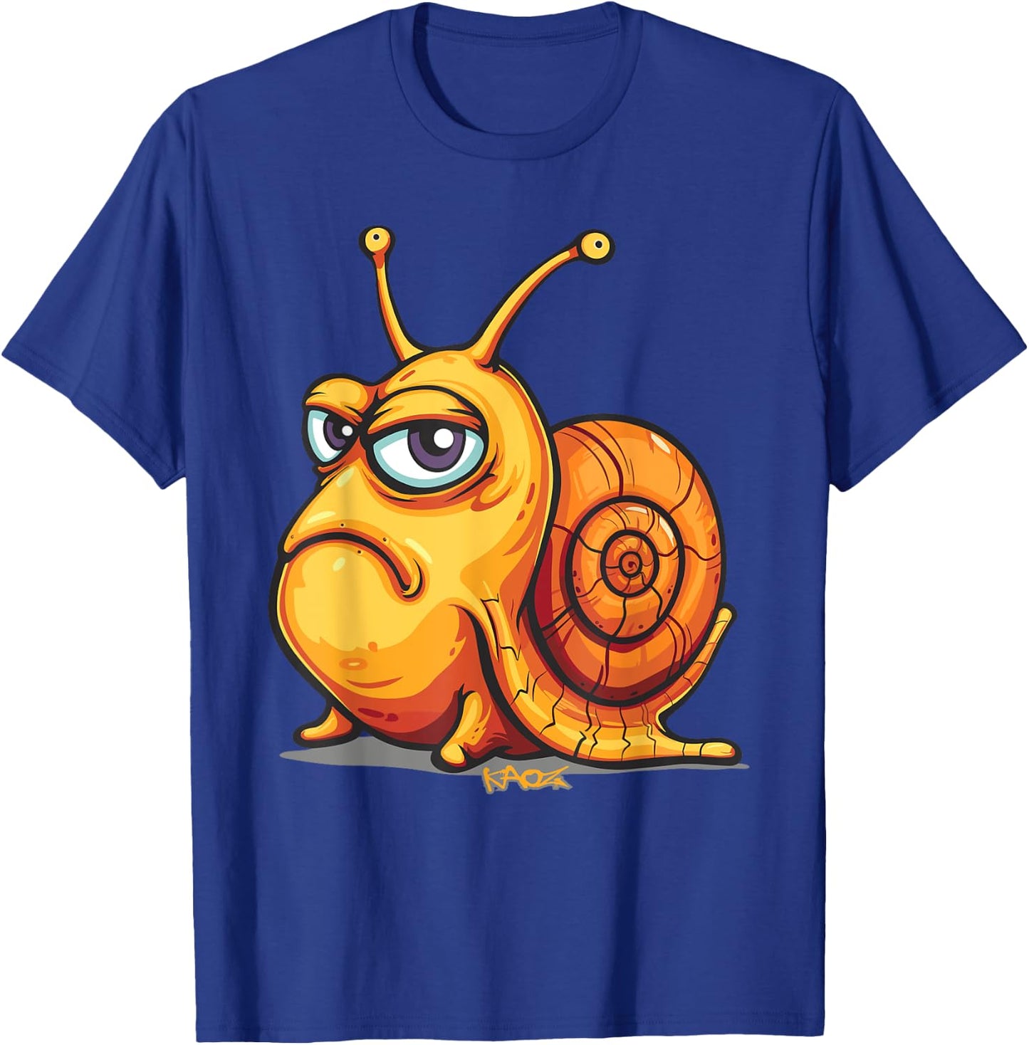 Funny evil grimace, cartoon snail with bad mood T-Shirt - T-Shirt | Royal