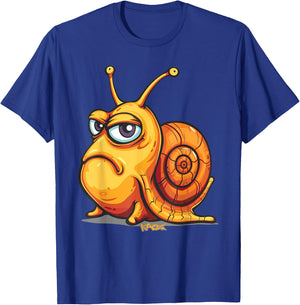 Funny evil grimace, cartoon snail with bad mood T-Shirt - T-Shirt | Royal