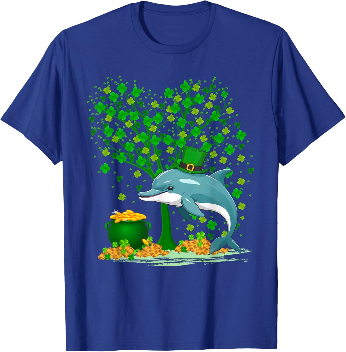 Shamrock Tree Leprechaun Hat Dolphin St Patrick's Day T-Shirt - T-Shirt | Royal