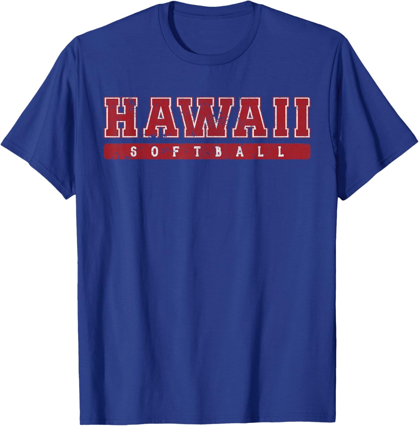 Hawaii Softball Red Vintage Text T-Shirt - T-Shirt | Royal