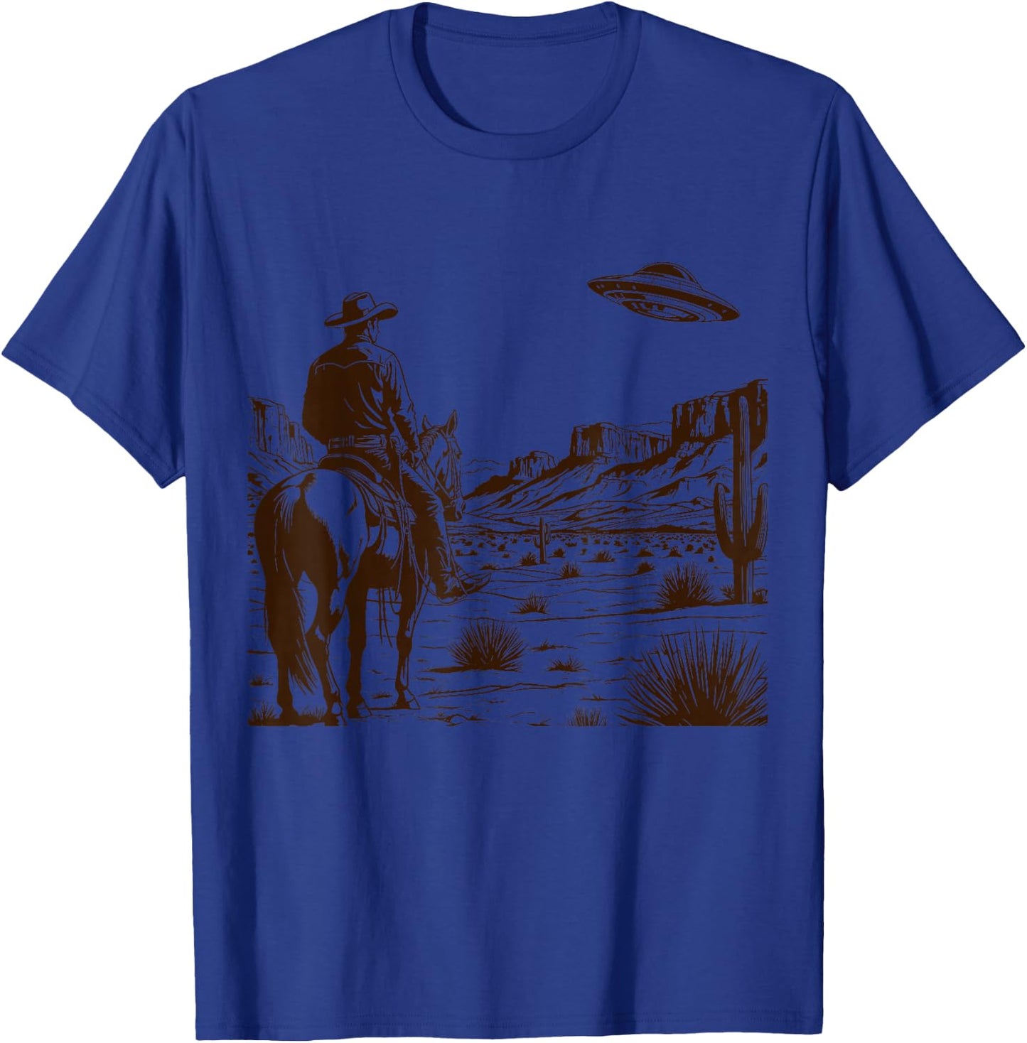 Ufo Western Retro Vintage Cowboy T-Shirt - T-Shirt | Royal