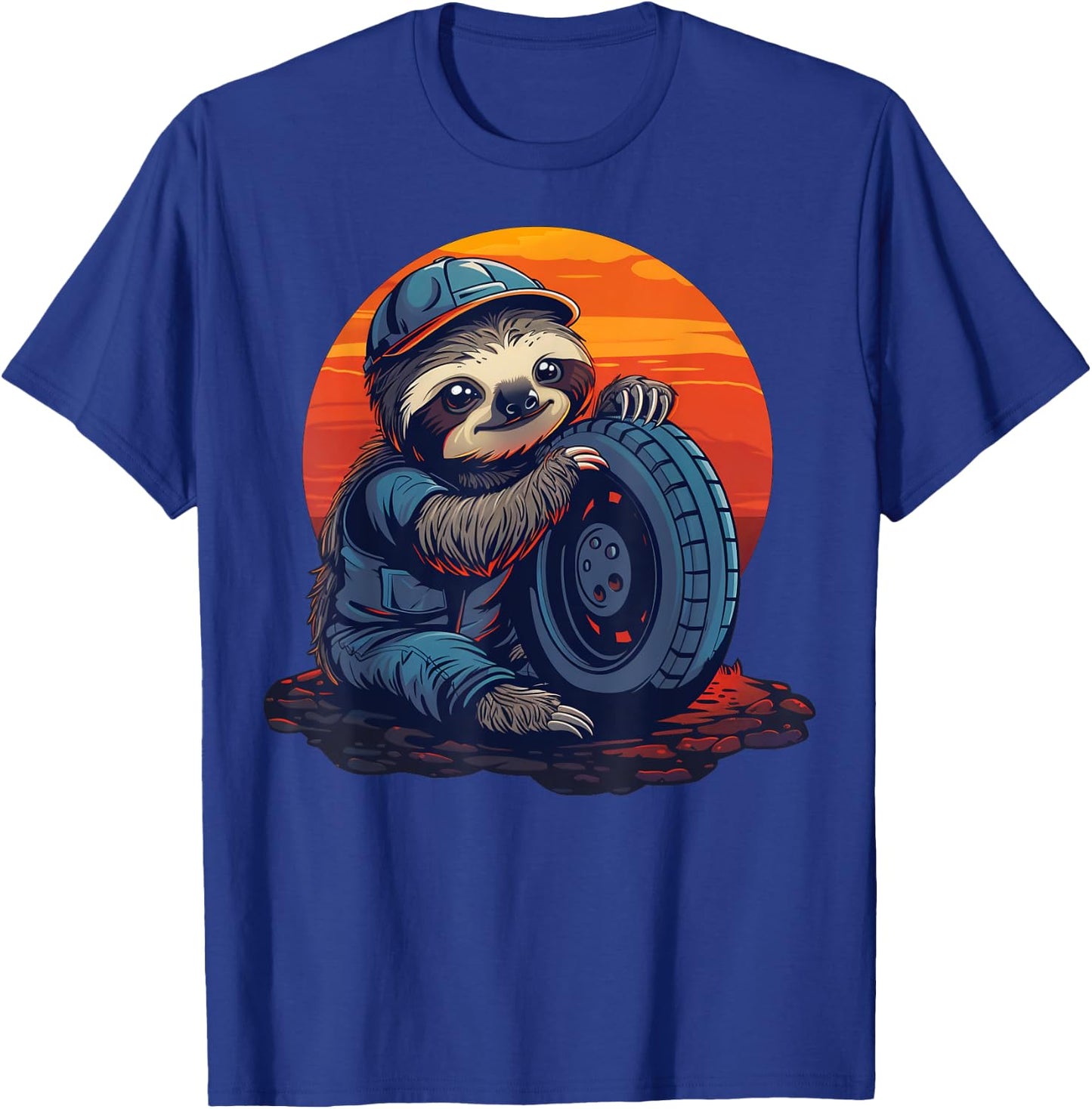 Funny Lazy Sloth Automotive mechanic T-Shirt - T-Shirt | Royal