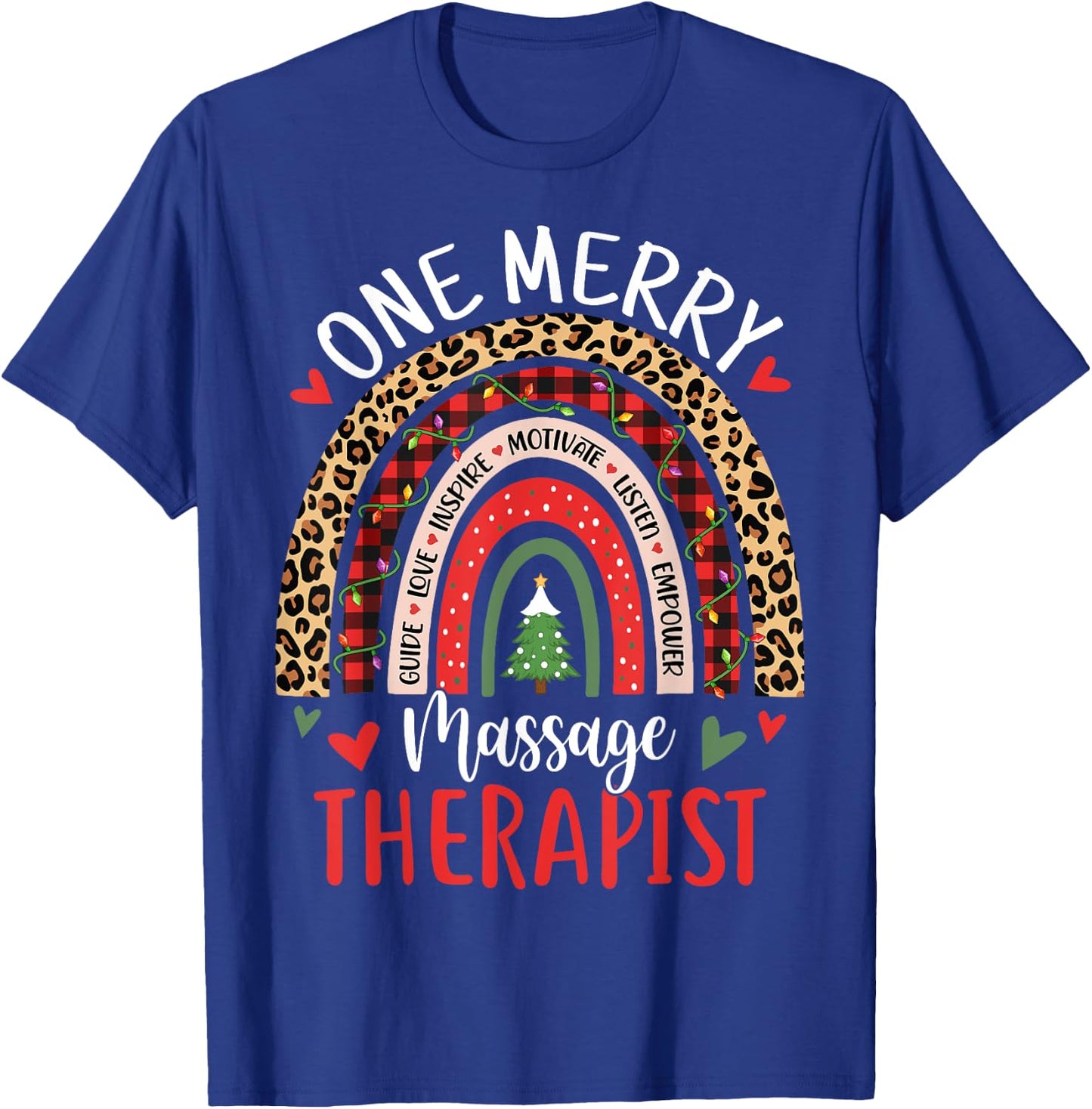 Massage Therapist Rainbow Christmas Massage Therapy Masseuse T-Shirt - T-Shirt | Royal