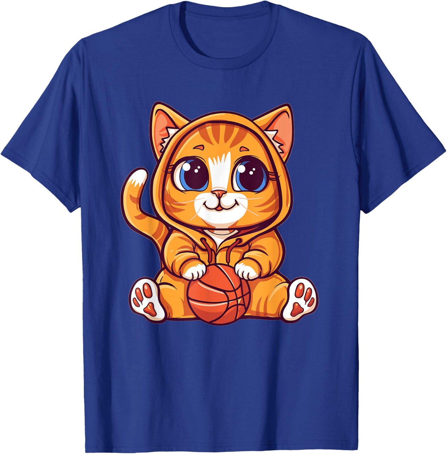 Cute Cat With Basketball I Cat Men Women Girls Kids T-Shirt - T-Shirt | Royal