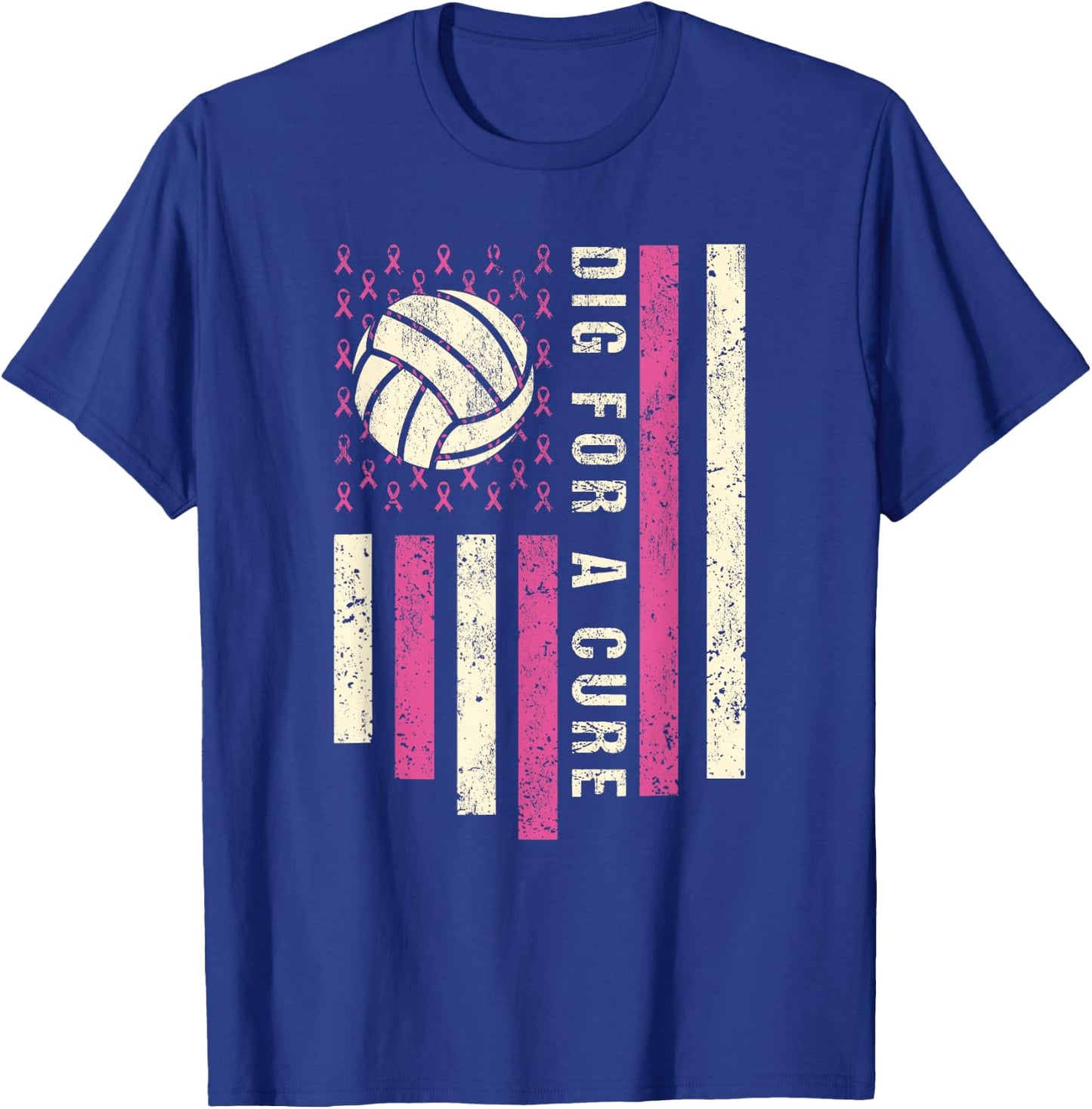 Dig For A Cure Breast Volleyball Pink Volleyball Pink Out T-Shirt - T-Shirt | Royal