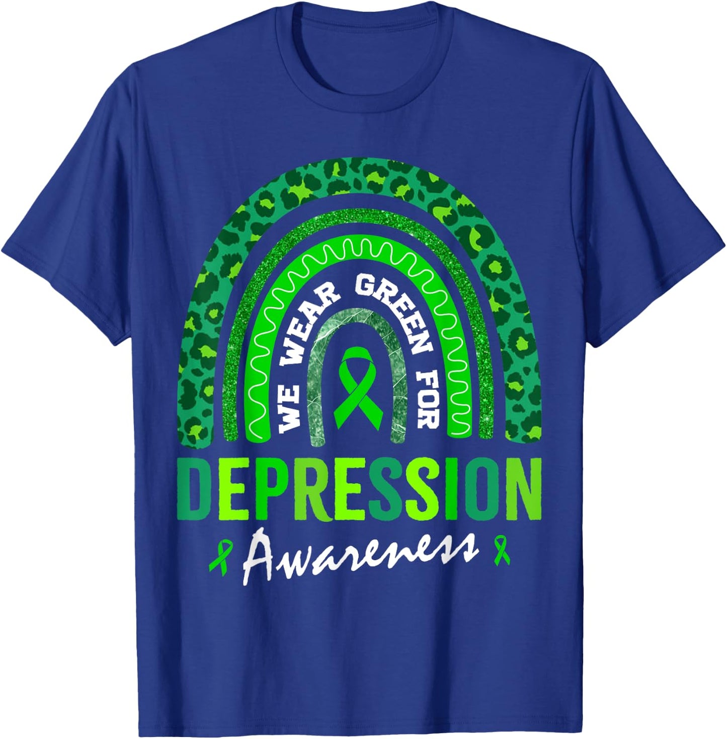 In October We Wear Green for Depression Awareness T-Shirt - T-Shirt | Royal