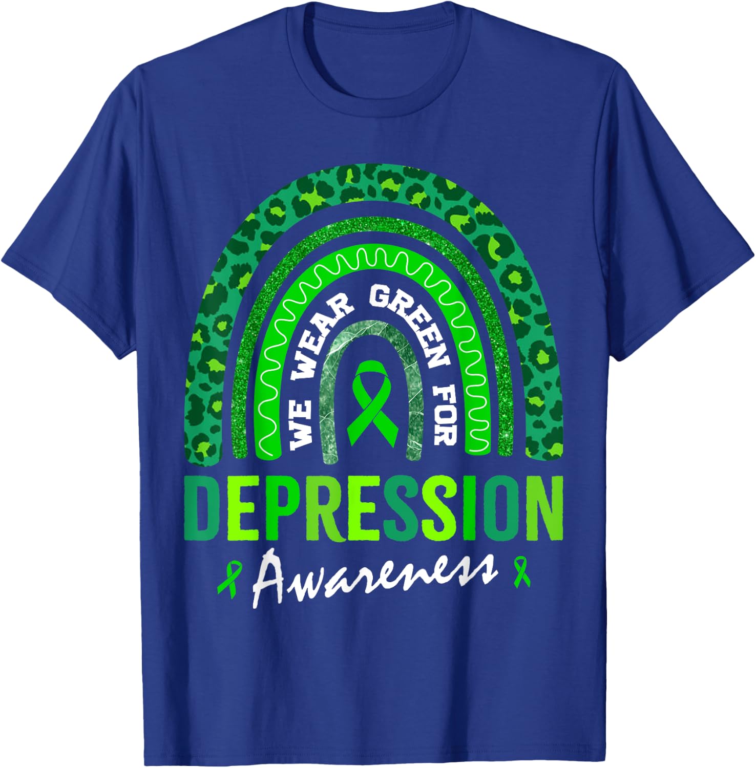 In October We Wear Green for Depression Awareness T-Shirt - T-Shirt | Royal