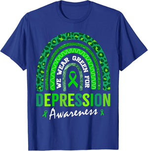 In October We Wear Green for Depression Awareness T-Shirt - T-Shirt | Royal