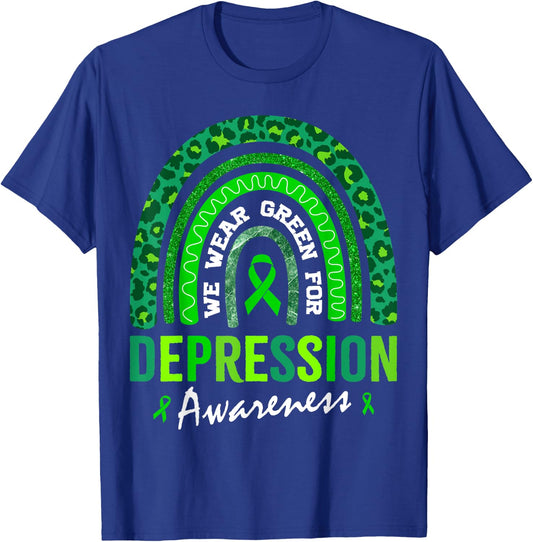In October We Wear Green for Depression Awareness T-Shirt - T-Shirt | Royal
