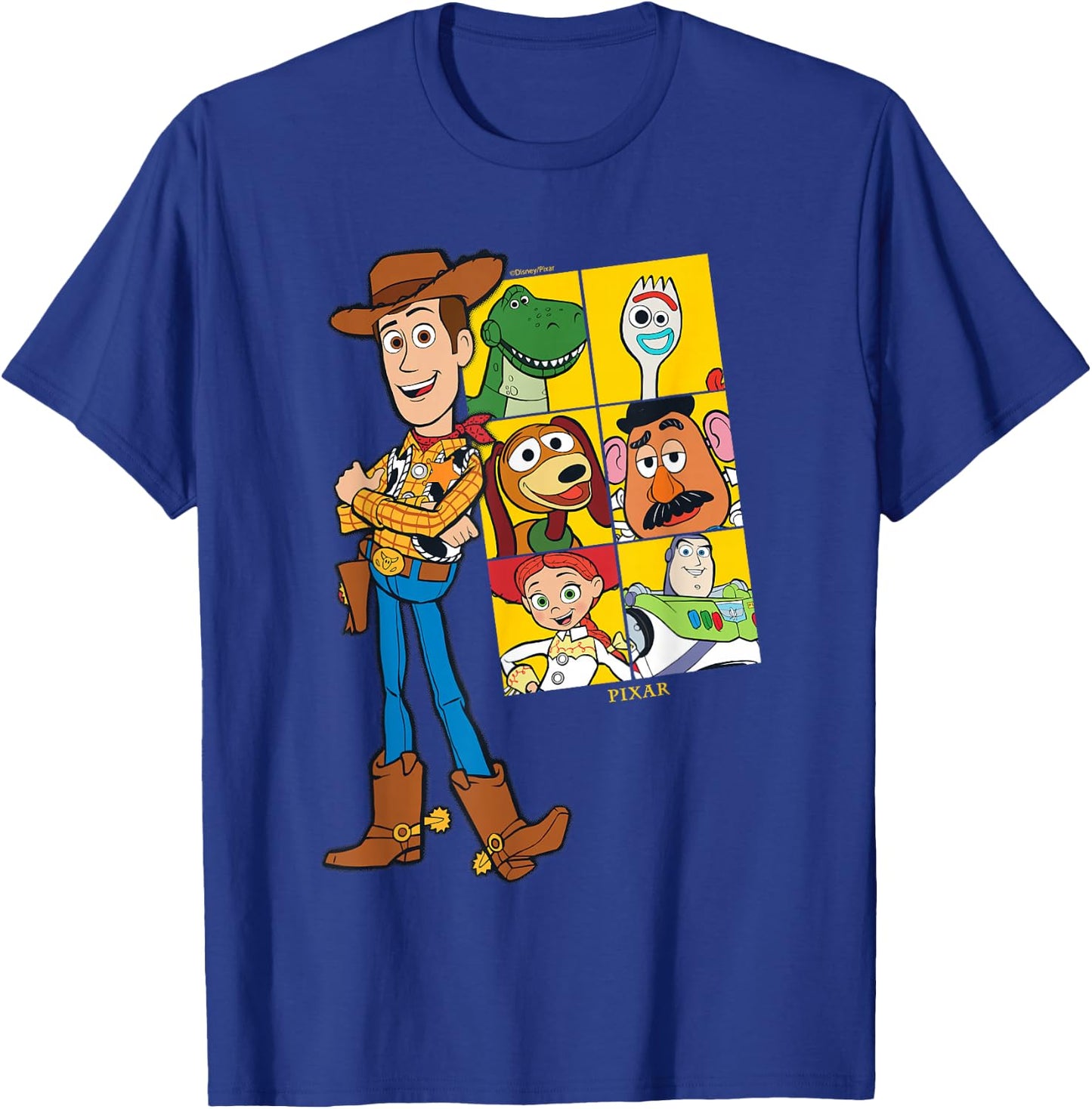 Disney Pixar Toy Story Woody & Friends Grid T-Shirt - T-Shirt | Royal