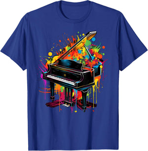 Artistic Colorful Pop Art painted Piano T-Shirt - T-Shirt | Royal