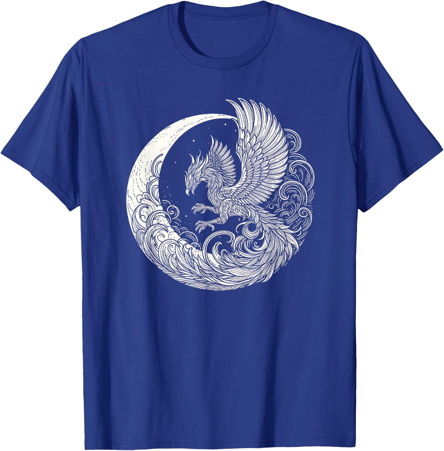 Phoenix and Moon Graphic Design and Men T-Shirt - T-Shirt | Royal