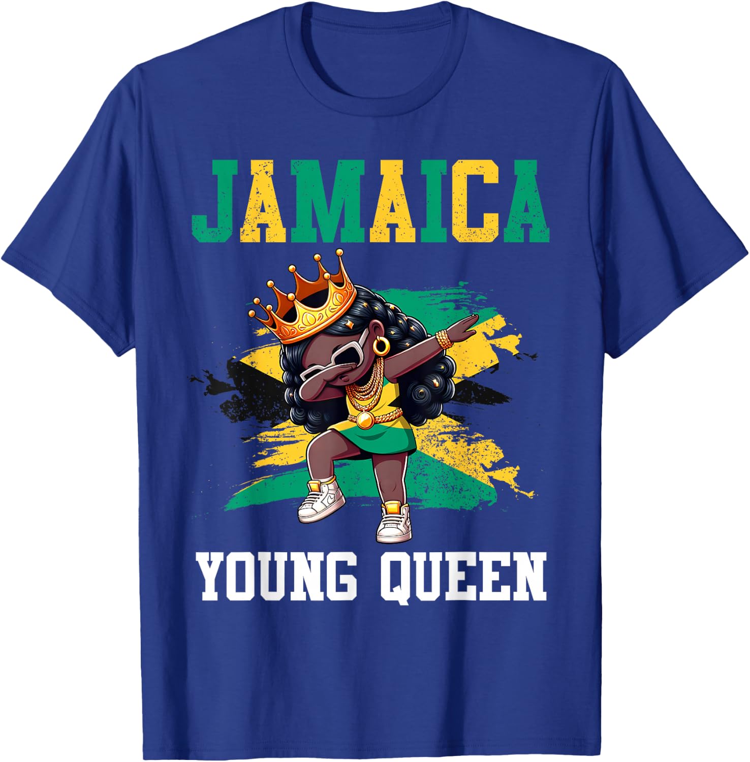 Jamaica Young Queen Jamaican Girl Proud Jamaican Flag T-Shirt - T-Shirt | Royal