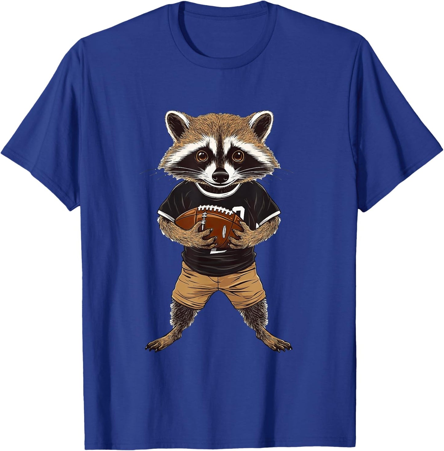 Raccoon Dressed as American Football Player Quarterback T-Shirt - T-Shirt | Royal