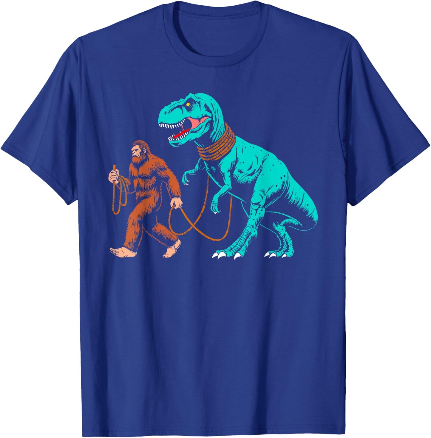 Bigfoot walking the dinosaur sasquatch Walk t rex kids boys T-Shirt - T-Shirt | Royal