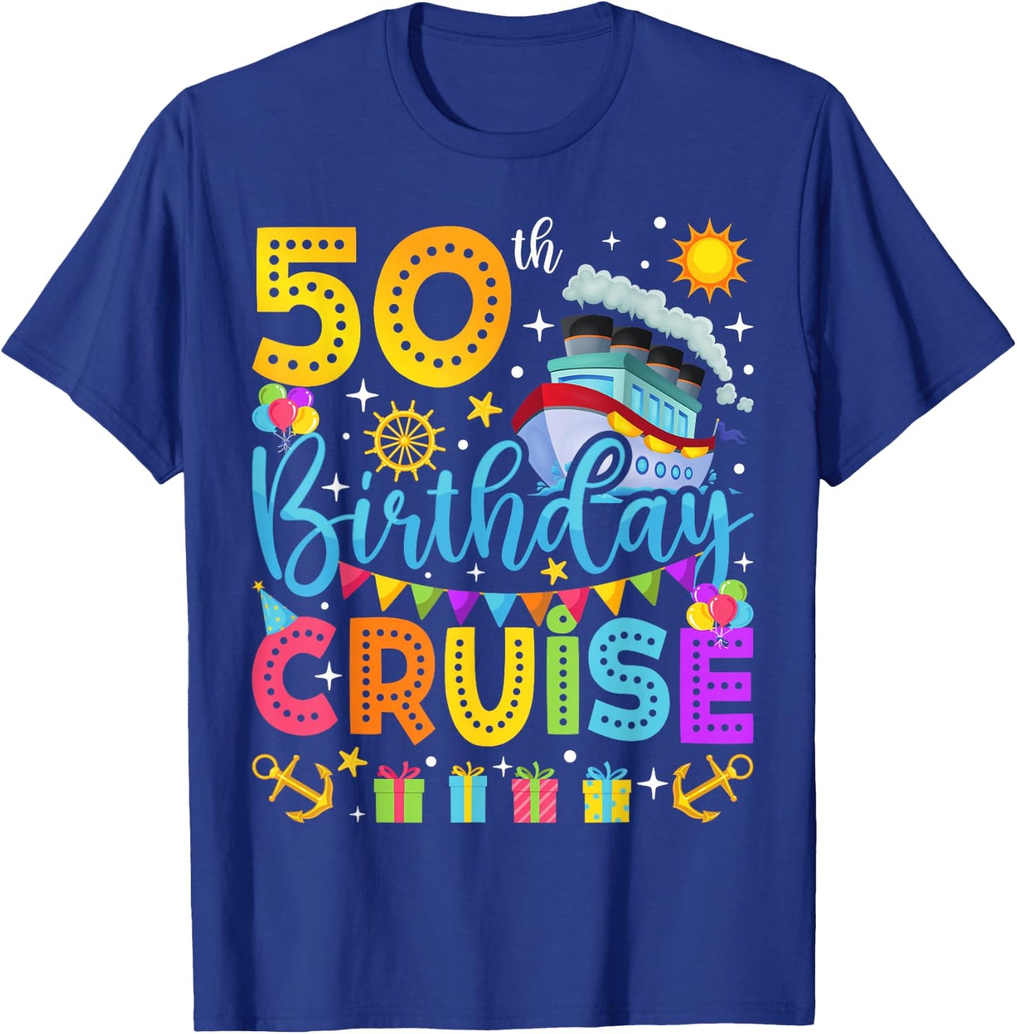 50th Birthday Cruise Cruising Lover 50 Years Old Bday Party T-Shirt - T-Shirt | Royal