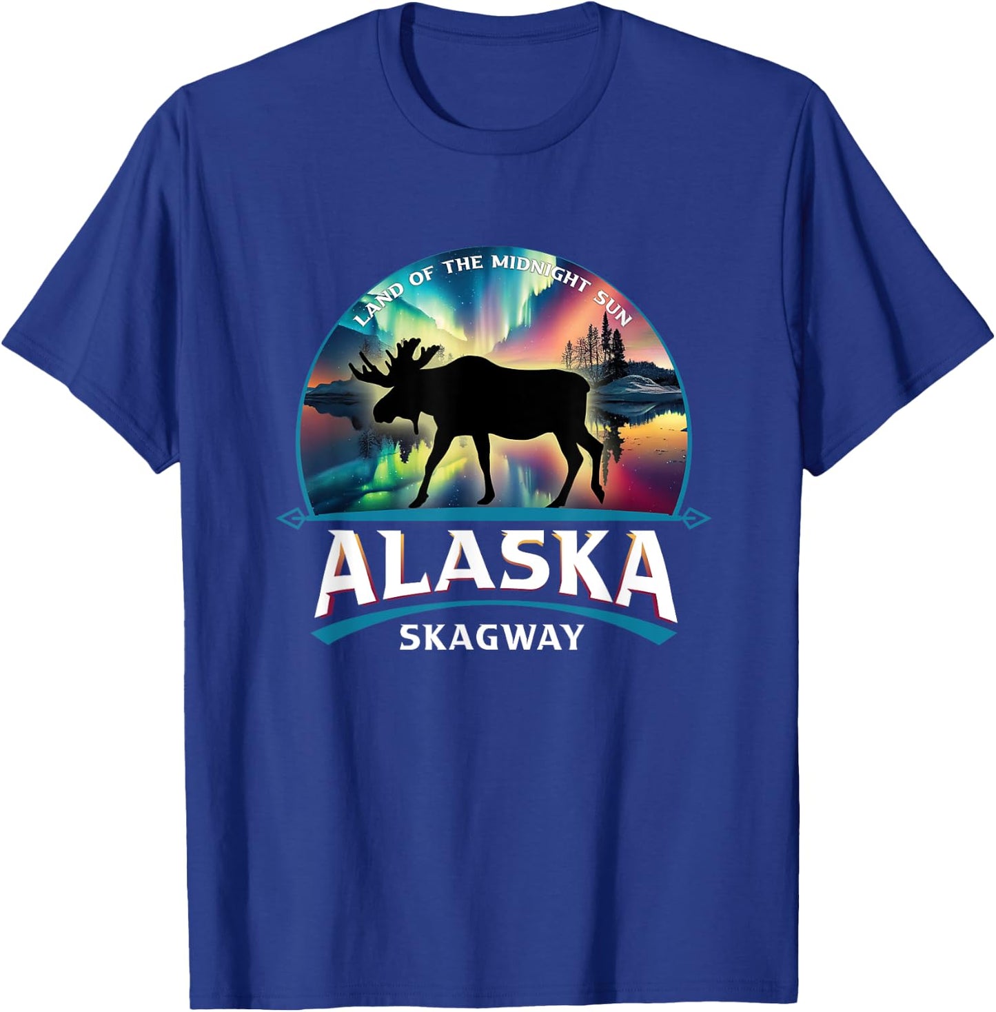 Skagway Alaska Aurora Borealis Moose Souvenir T-Shirt - T-Shirt | Royal