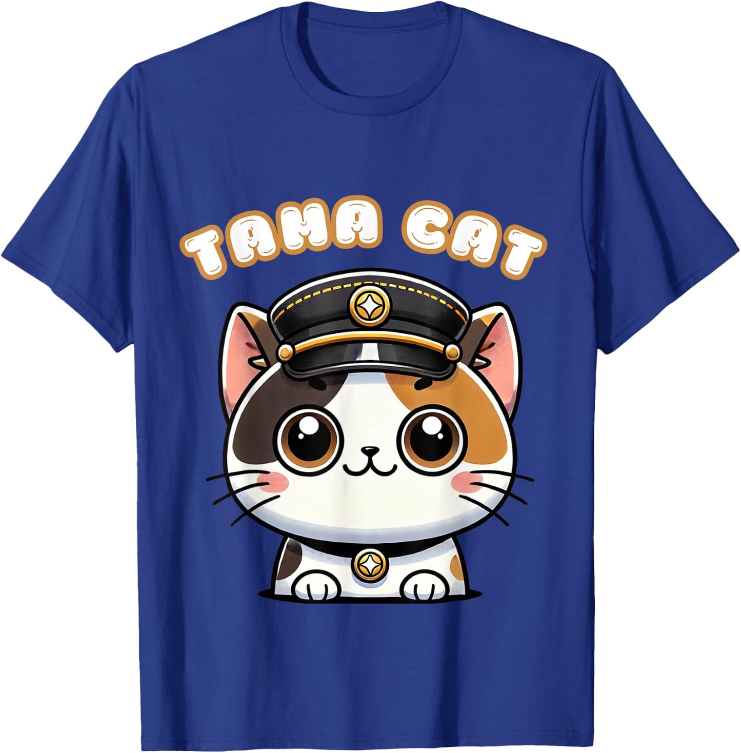 Tama Cat Railway Officer Kawaii Calico Cute Japanese Men Women Girls Kids T-Shirt - T-Shirt | Royal