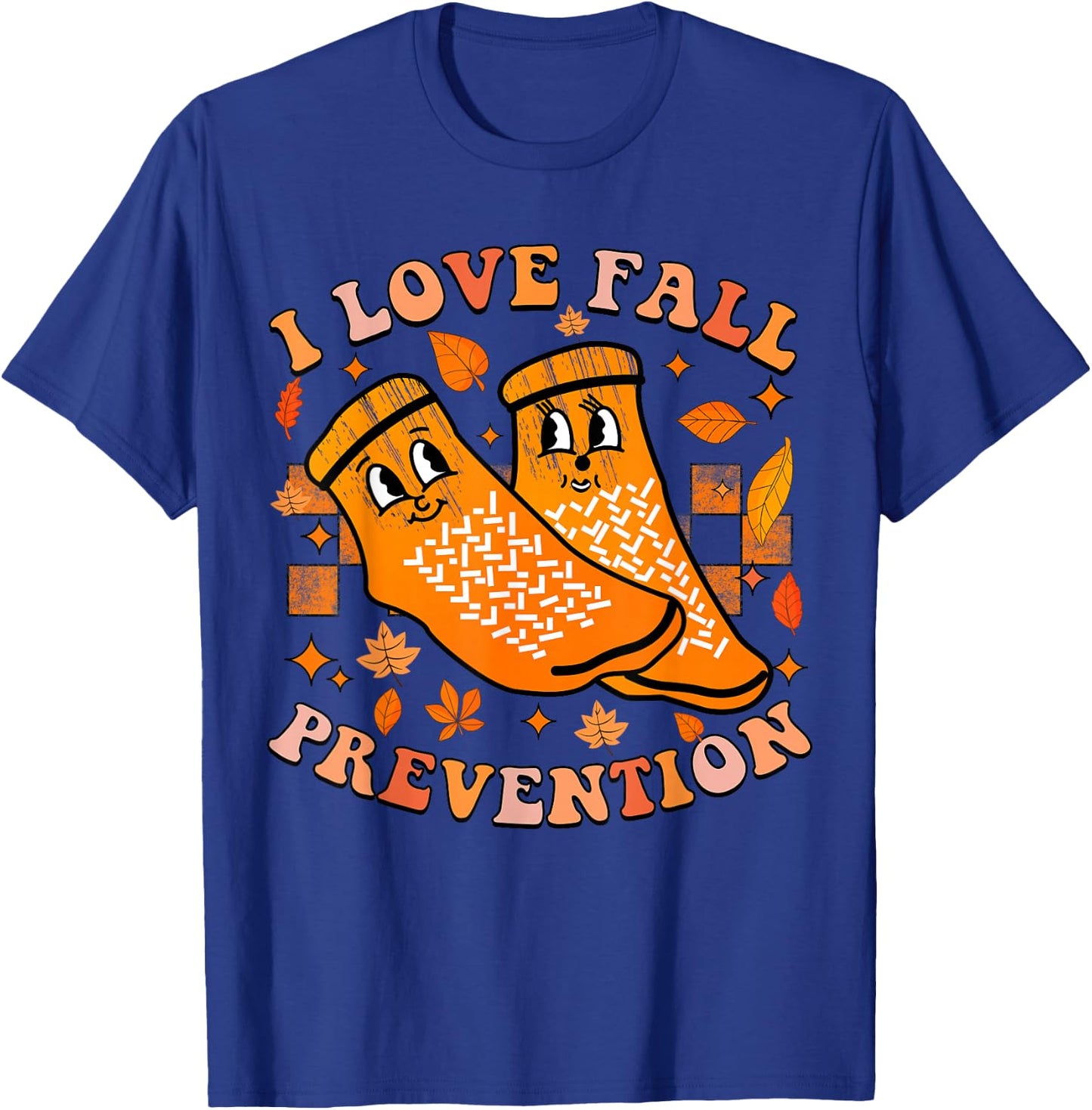 Groovy Retro I Love Fall Prevention Fall Physical Therapy T-Shirt - T-Shirt | Royal