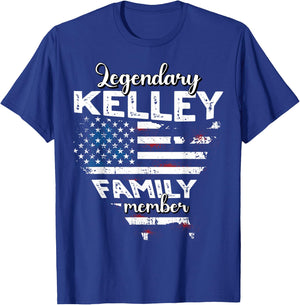 Surname Kelley US Flag Kelley Last Name Kelley T-Shirt - T-Shirt | Royal