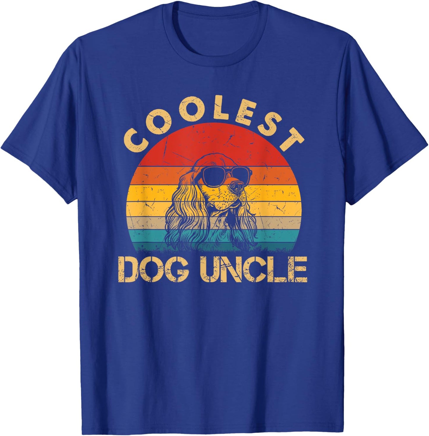 Coolest Cocker Spaniel Dog Uncle Dog Sunglasses Fathers Day T-Shirt - T-Shirt | Royal