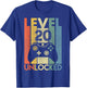 Level 20 Unlocked Shirt Funny Video Gamer 20th Birthday Gift T-Shirt - T-Shirt | Royal