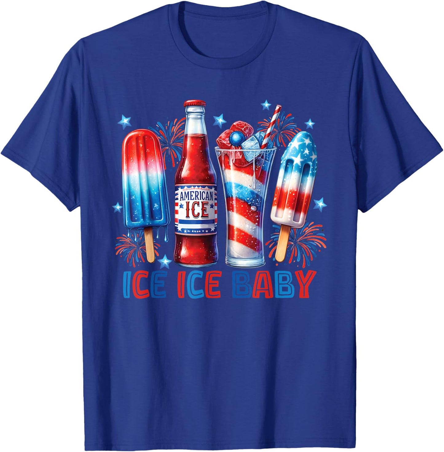 Funny Ice ice baby Cream Cone American flag usa 4th of July T-Shirt - T-Shirt | Royal