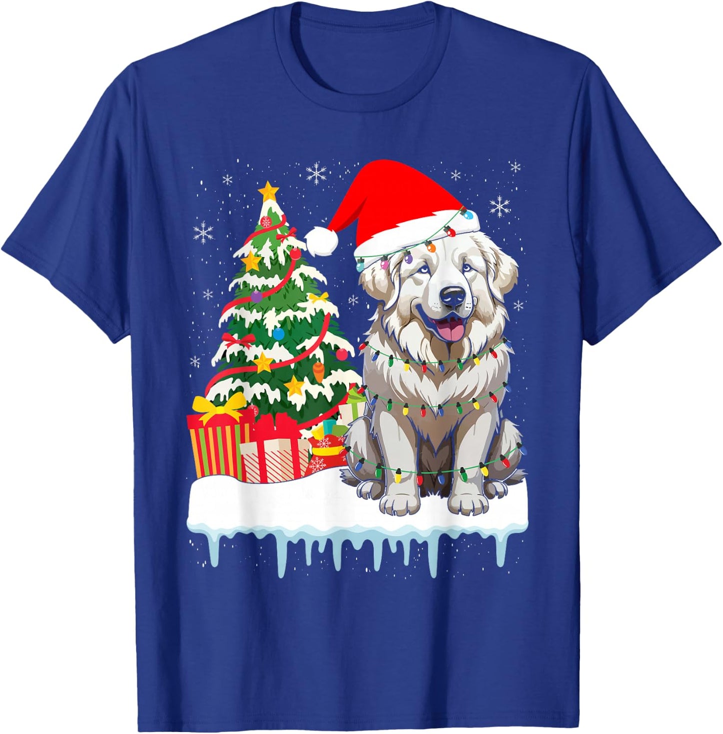 Great Pyrenees Christmas Lights Xmas Patou Pyrenean T-Shirt - T-Shirt | Royal