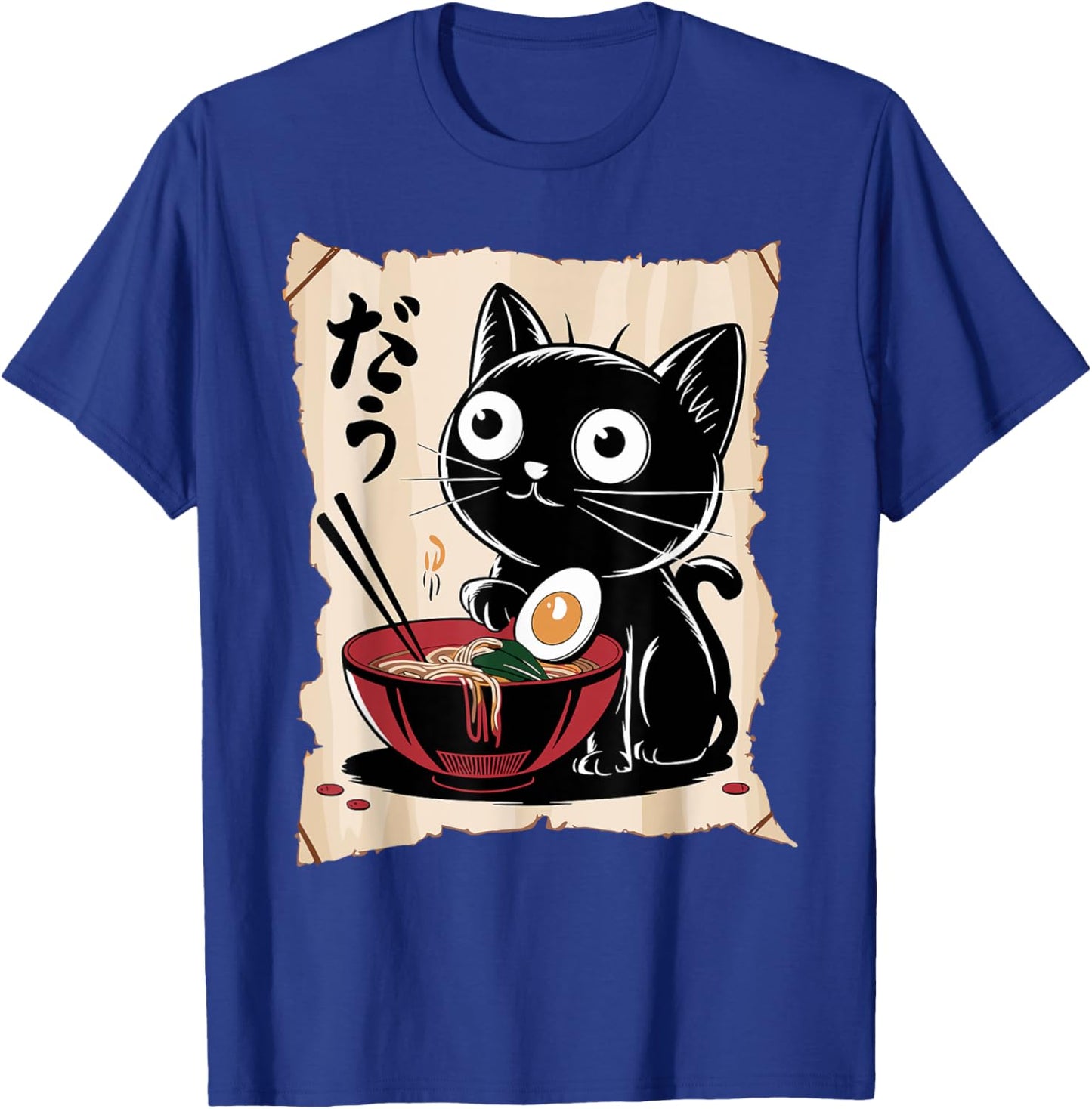Funny Cat Ramen Noodle Japanese Kawaii Anime Otaku Style T-Shirt - T-Shirt | Royal