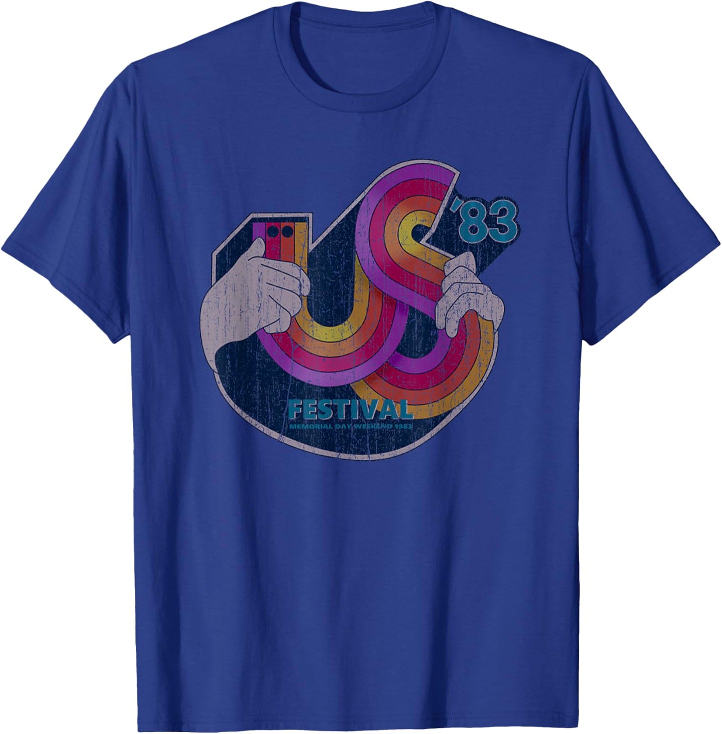 Retro Vintage US Festival 1983 Distressed Music Lover T-Shirt - T-Shirt | Royal