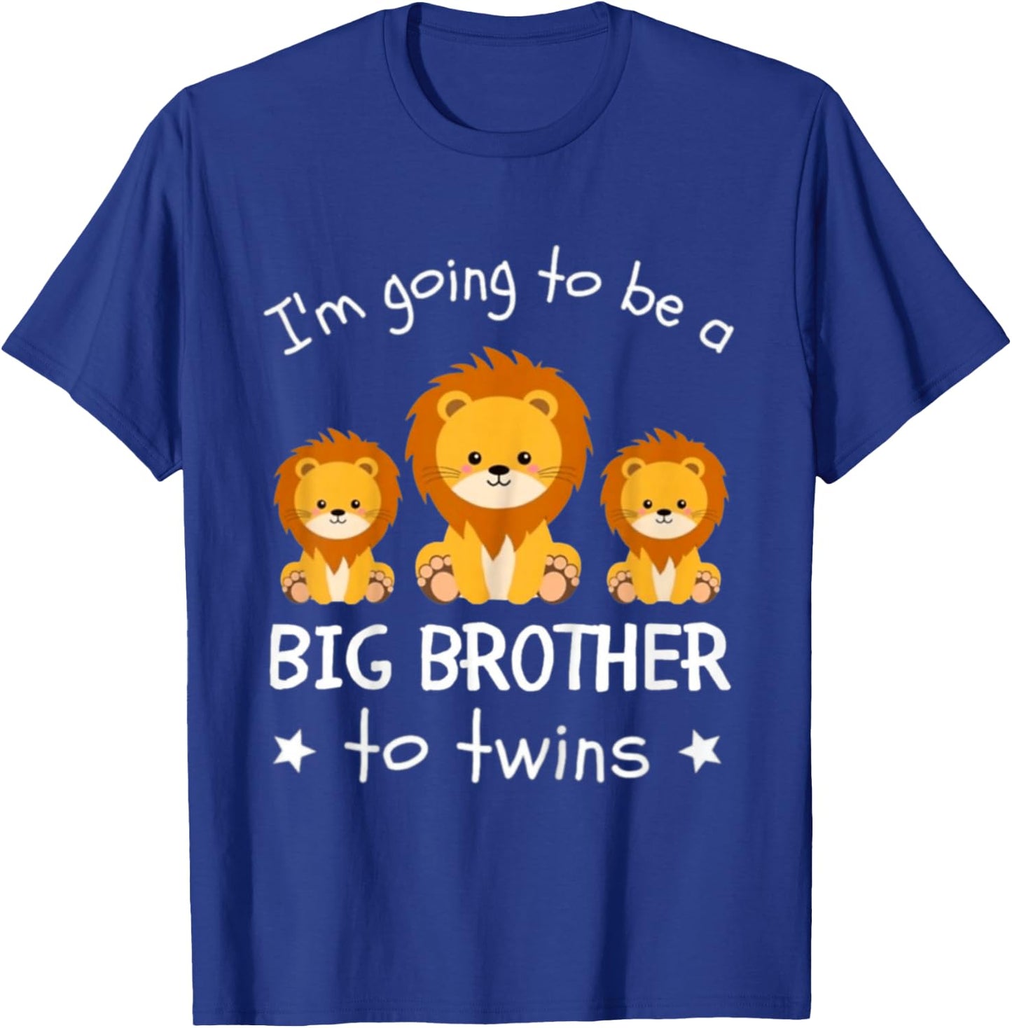Kids I'm Going To Be A Big Brother To Twins Lion T-Shirt - T-Shirt | Royal