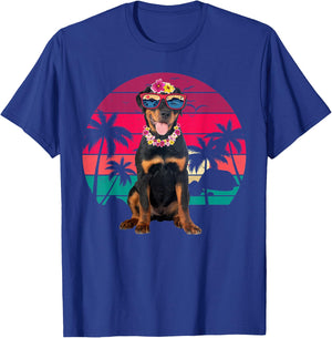 Retro Hawaiian Rottweiler Dog Tropical Floral Summer Vibes Men Women Kids T-Shirt - T-Shirt | Royal