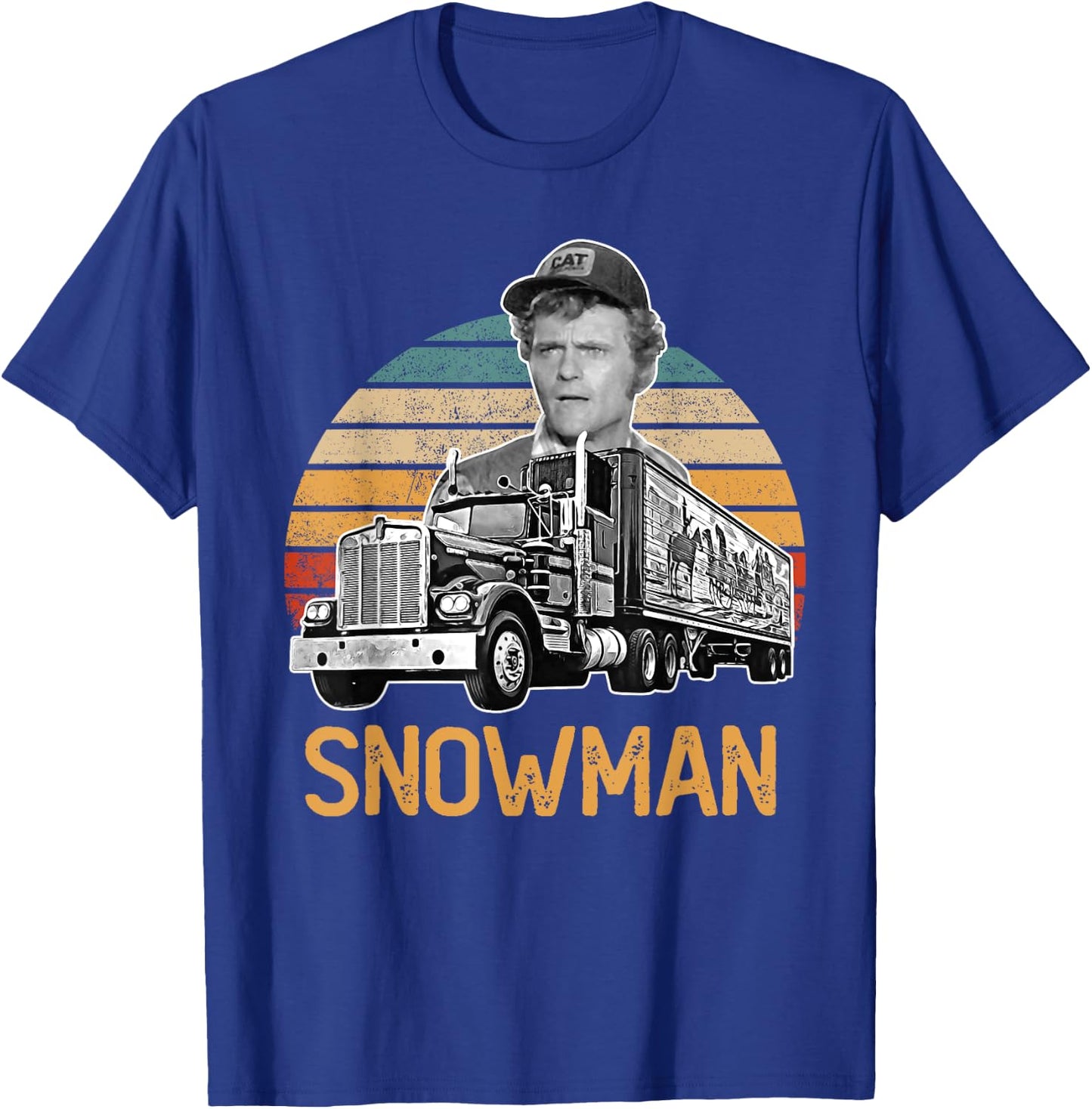 Funny Snowman Sunset Vintage Movies Funny Big Trucks T-Shirt - T-Shirt | Royal